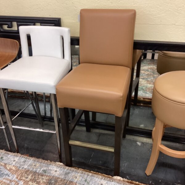 tan leather espresso bar height stool