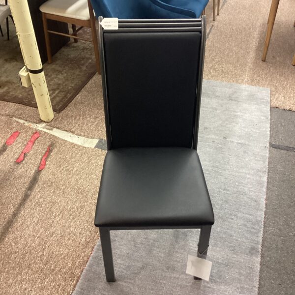 gun metal black leather high back side chair