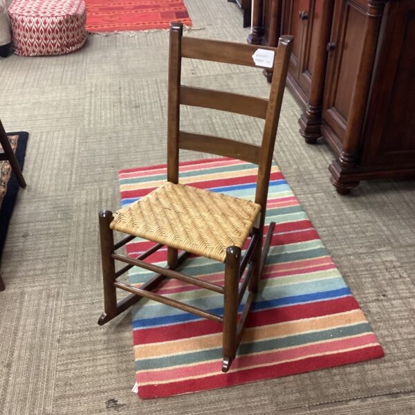 ladder back fireplace rocker woven rattan seat