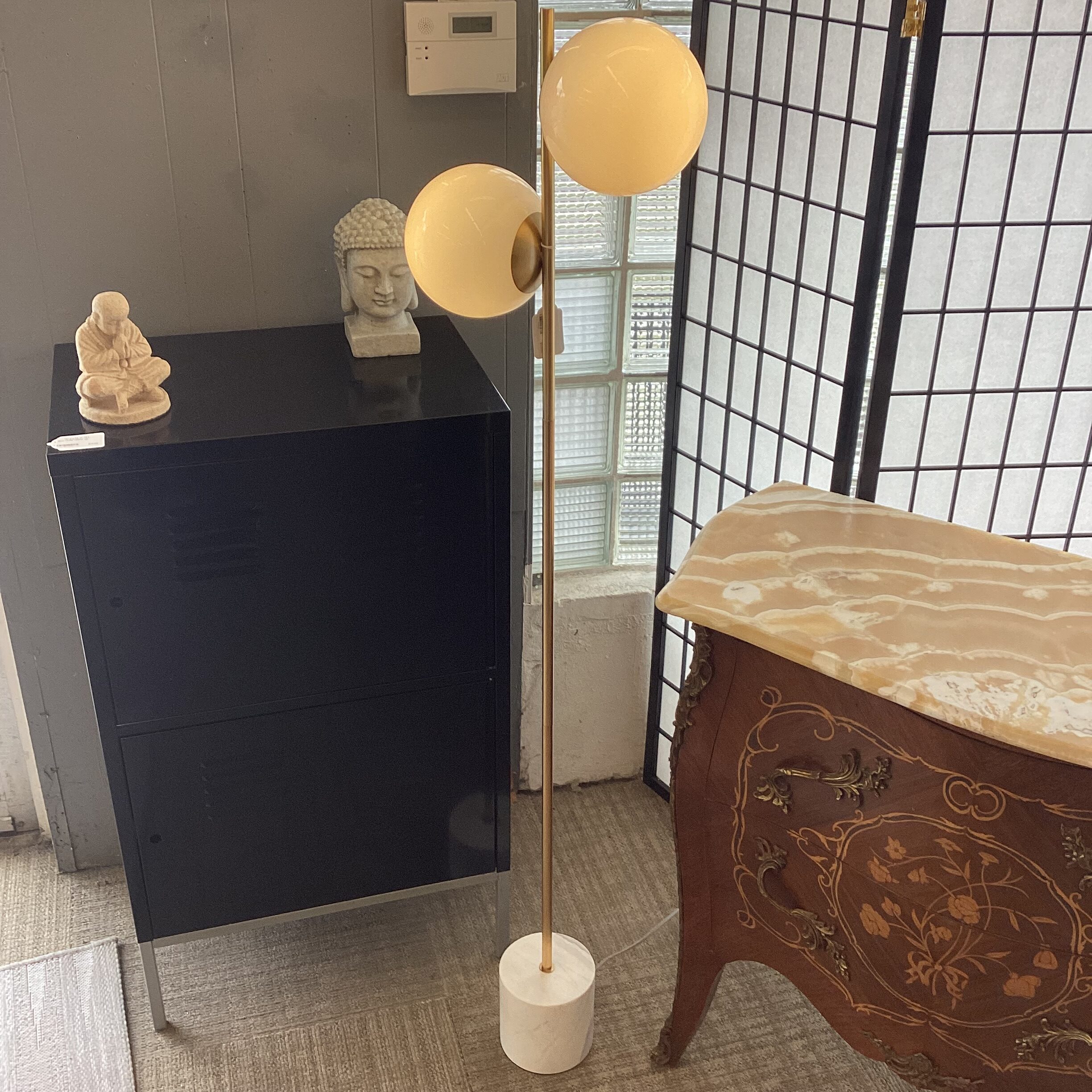 west elm globe & marble base floor lamp