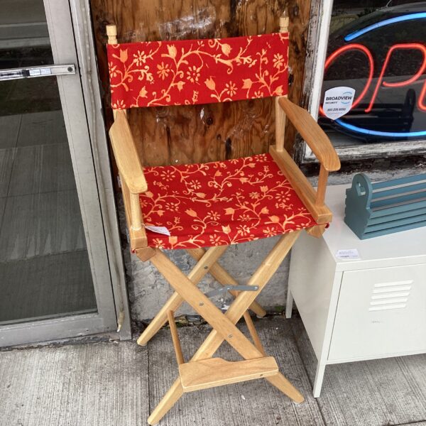 blonde wood red floral high directors chair