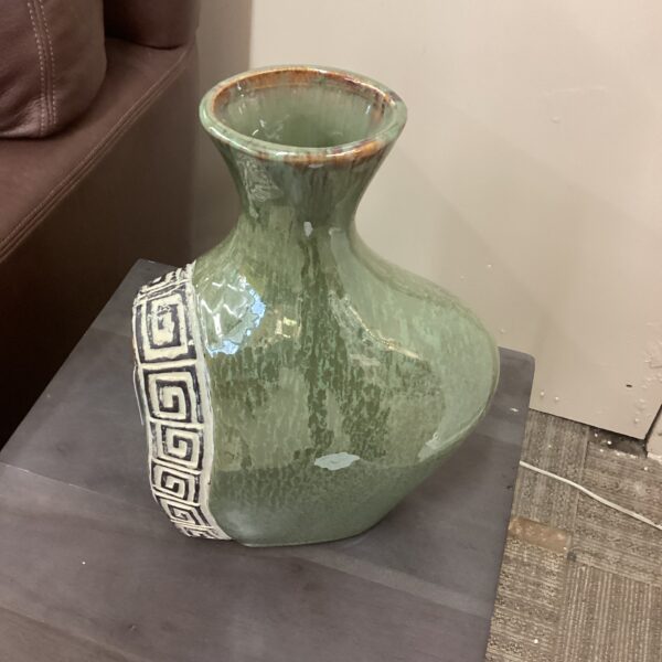 green vase w/geometric pattern