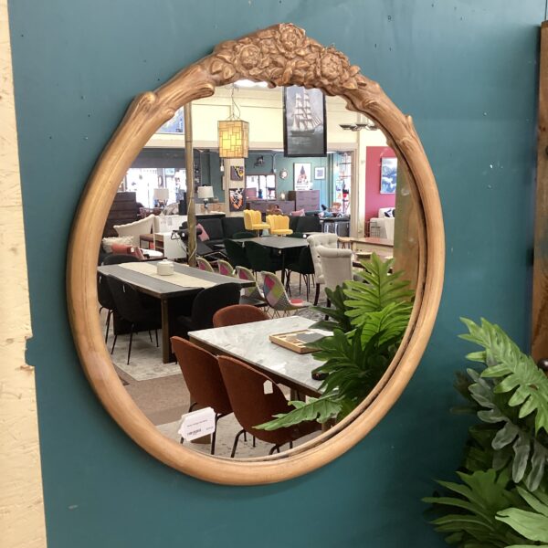 round vintage gold mirror