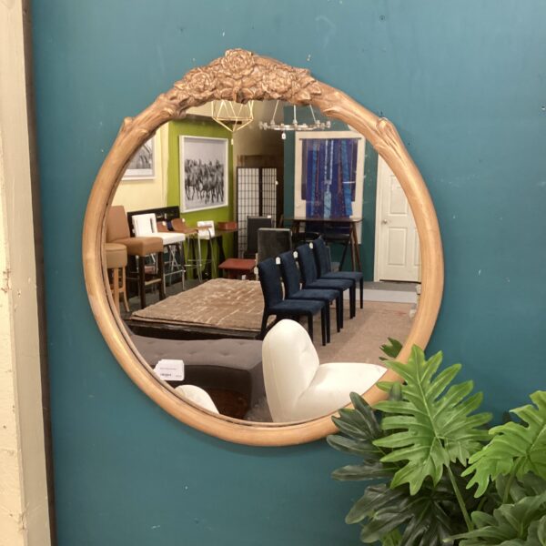 round vintage gold mirror