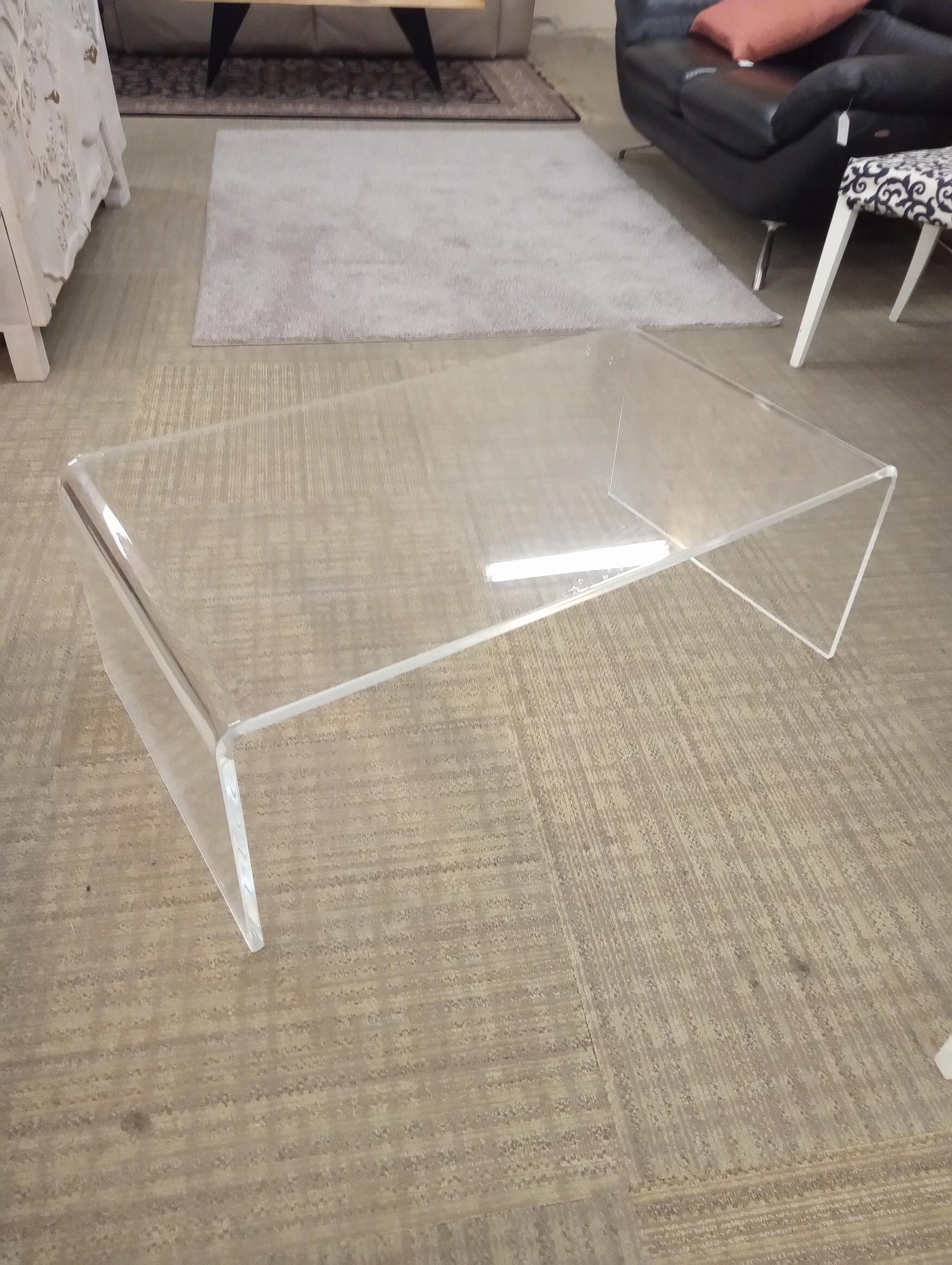 crate & barrel peekaboo acrylic coffee table