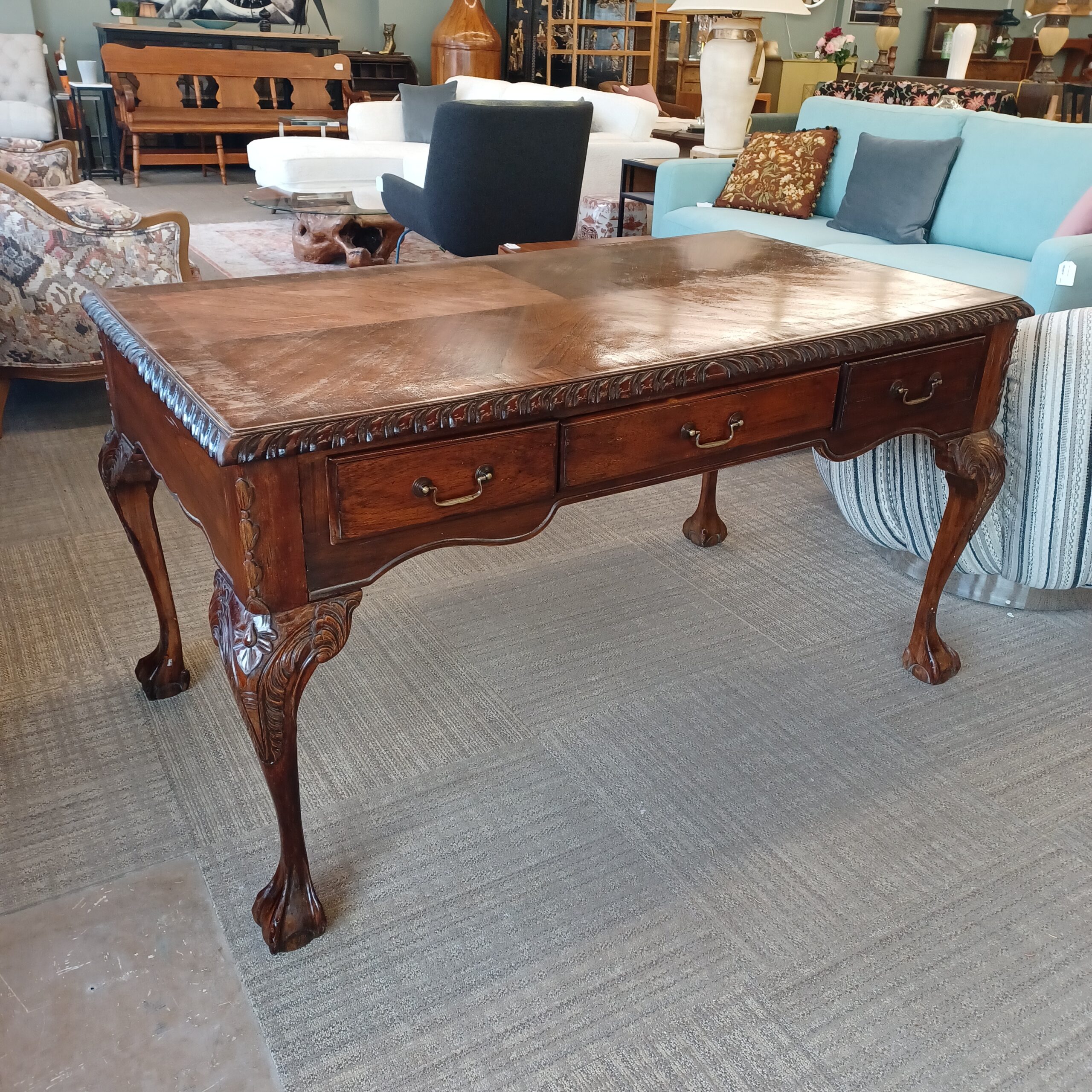 carved clawfoot desk