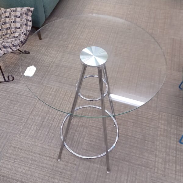 round glass chrome bar height bistro table