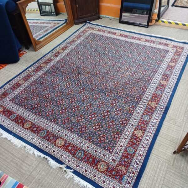 traditional hand knotted navy & burgundy rug