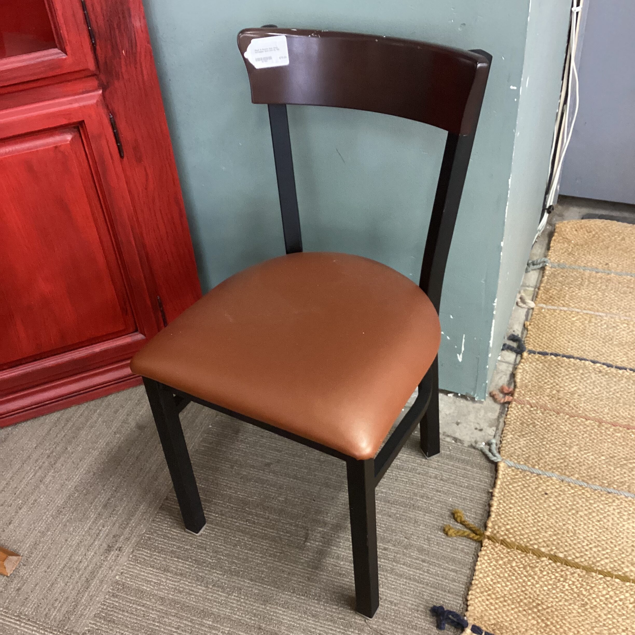 black & brown side chair w/copper seat (as is)