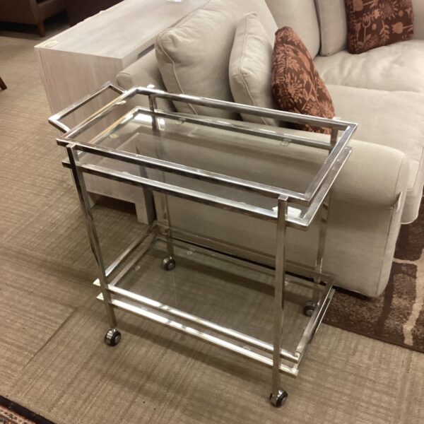 retro chrome & glass bar cart