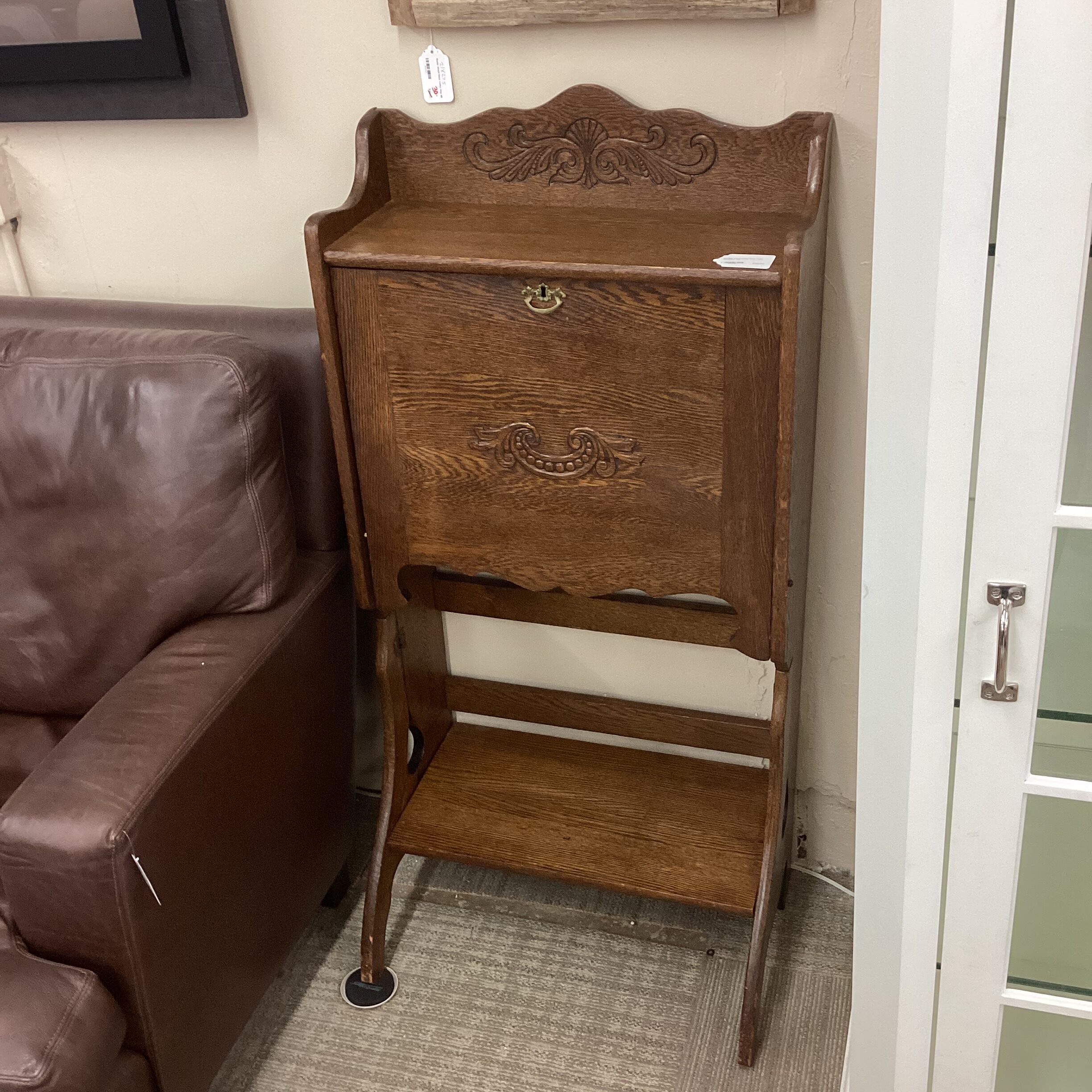 antique oak folding drop front secretary