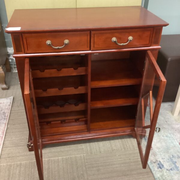 bombay cherry finish wine cabinet