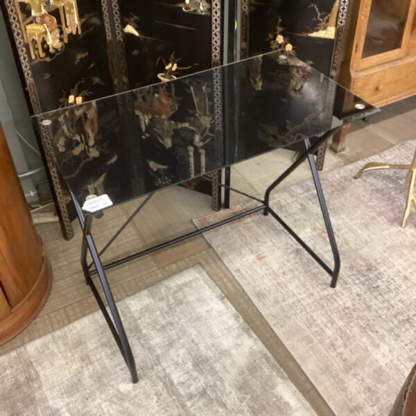 black metal & glass desk