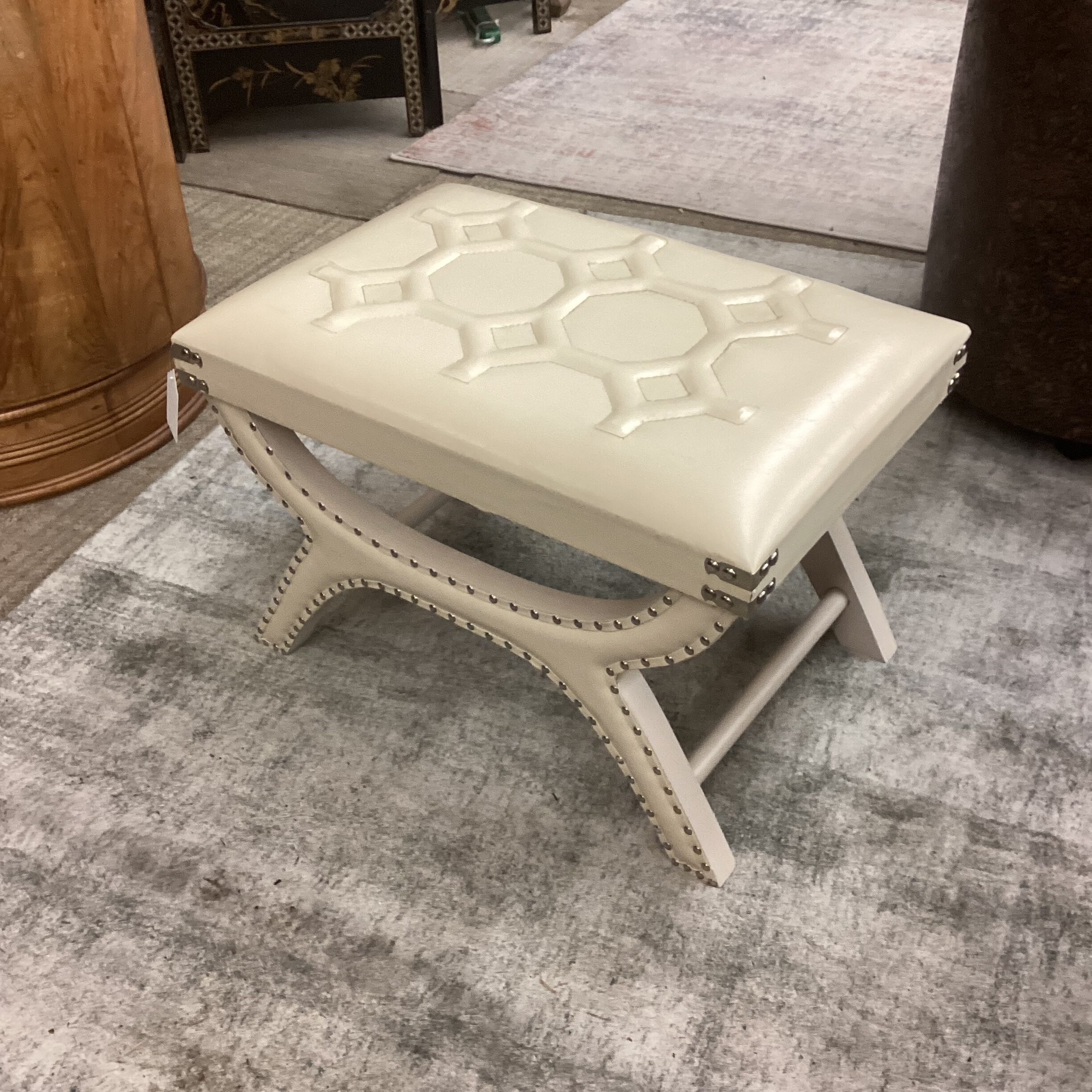 small cream nail head bench