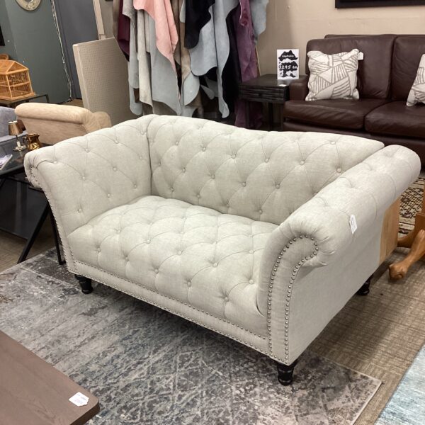 soft button tufted loveseat beige