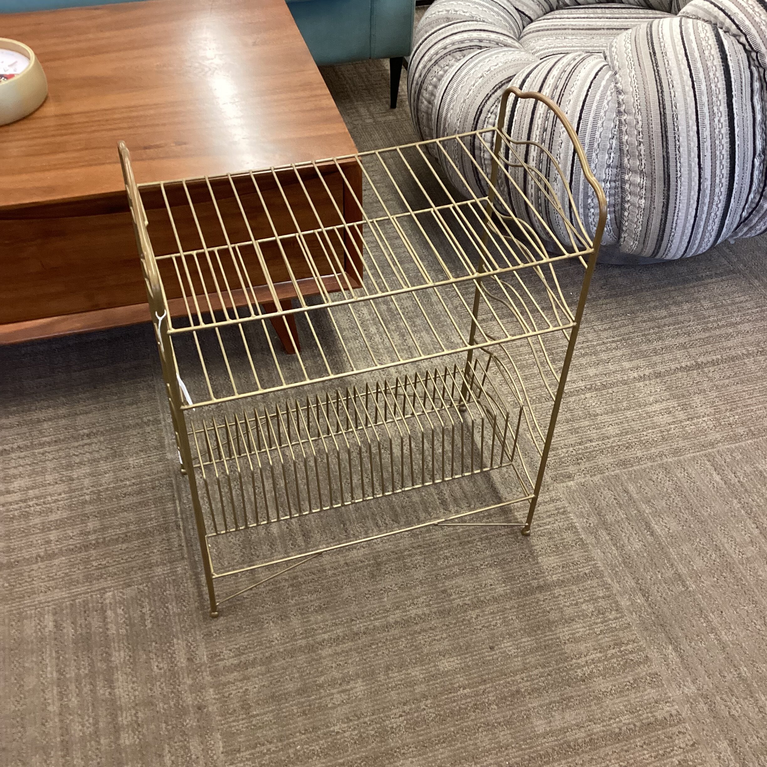 vintage brass record rack