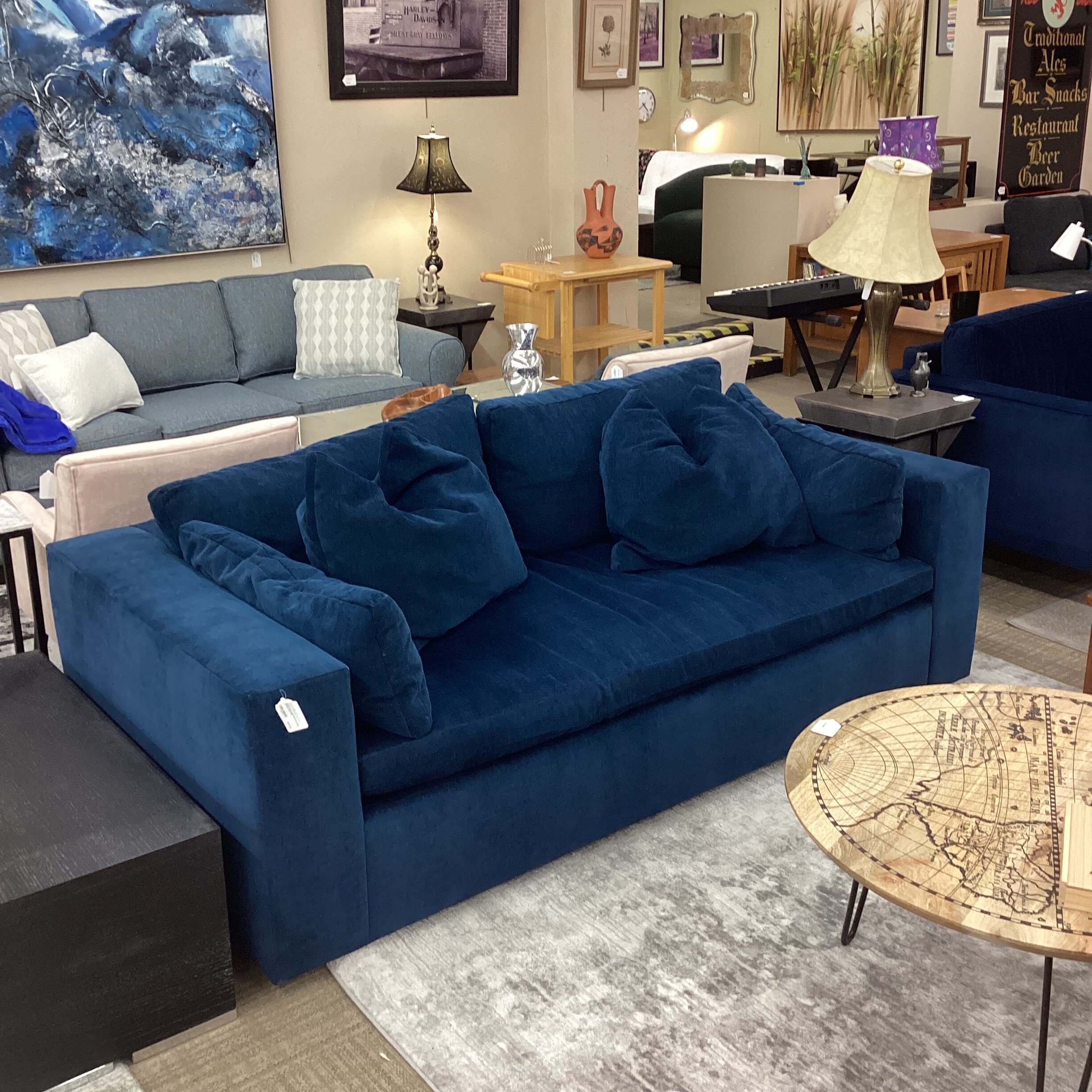 west elm large deep deep blue sleeper sofa