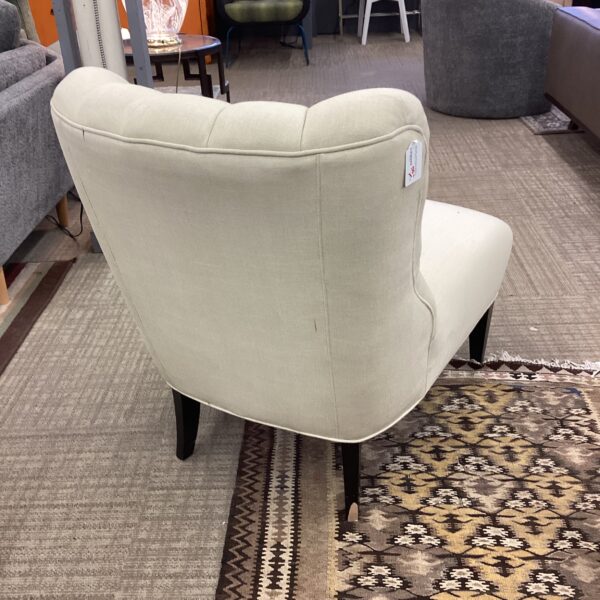 pottery barn beige button tufted slipper chair (as is)