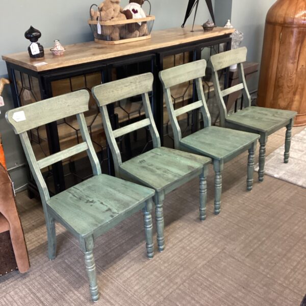 green rustic ladder back dining chair set 4