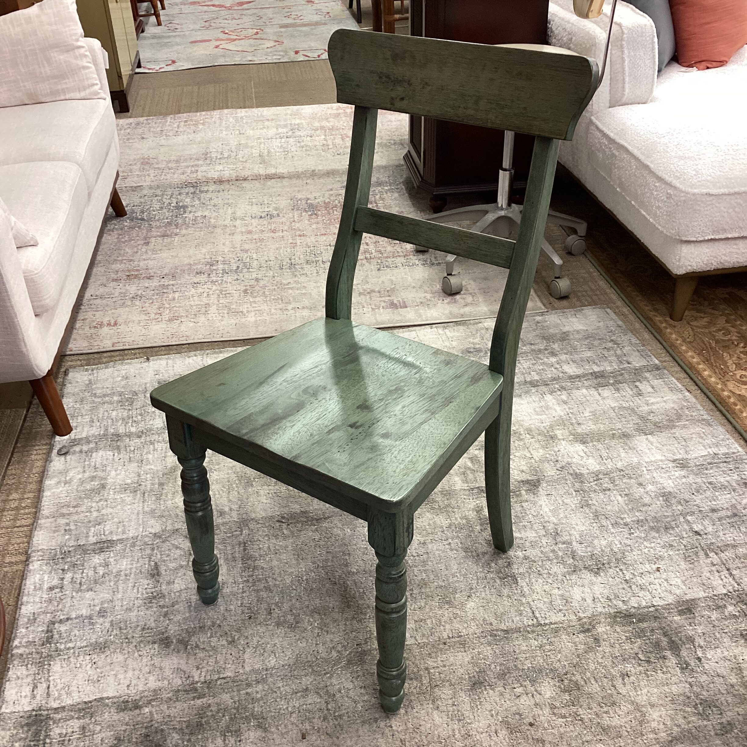 green rustic ladder back dining chair set 4