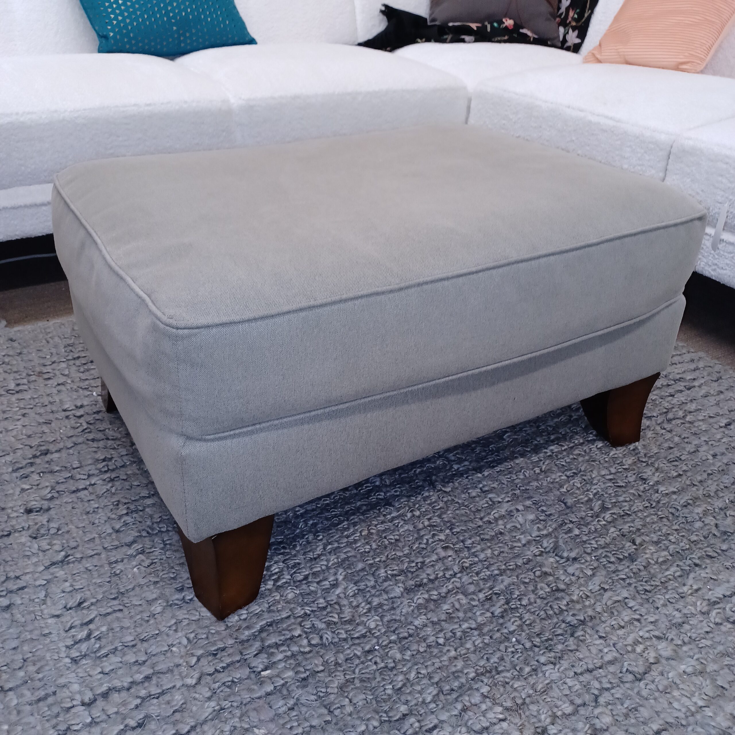 rectangular taupy sagey ottoman