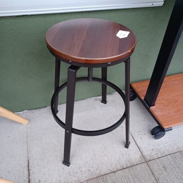 industrial metal & wood adjustable stool