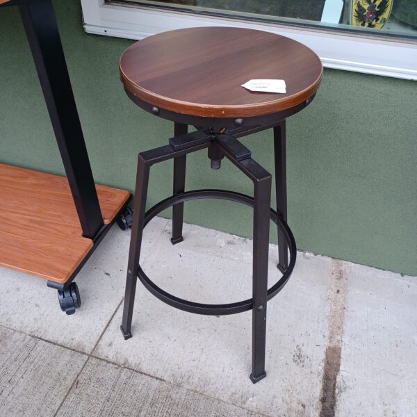 industrial metal & wood adjustable stool