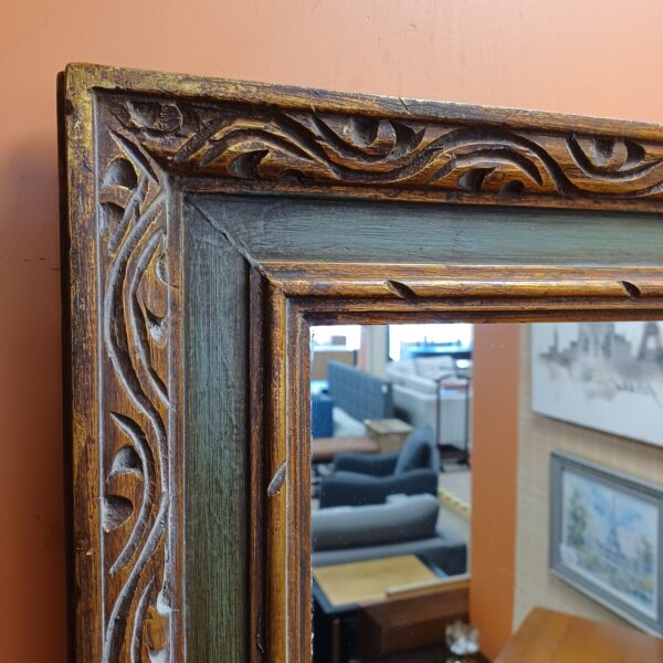 carved green & gold mirror