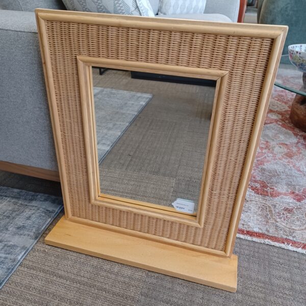 blonde rattan mirror