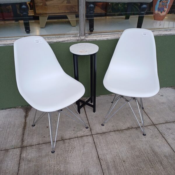 white eifel base eames style dining chair