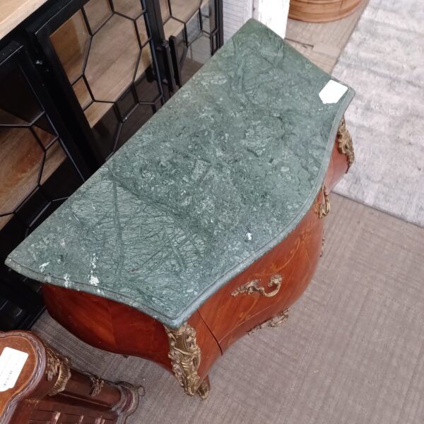 french bombe chest w/green marble top