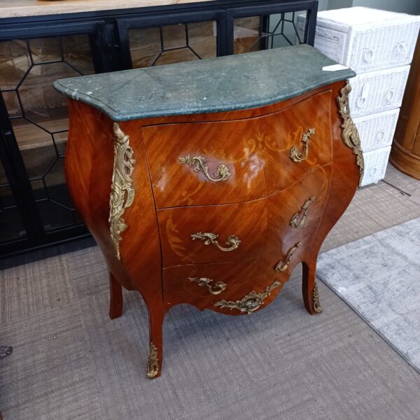 french bombe chest w/green marble top