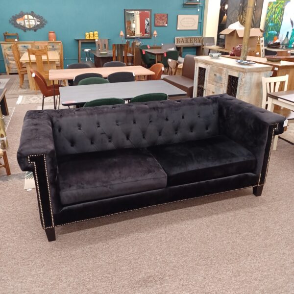 black velvet square arm chesterfield sofa