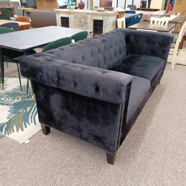 black velvet square arm chesterfield sofa