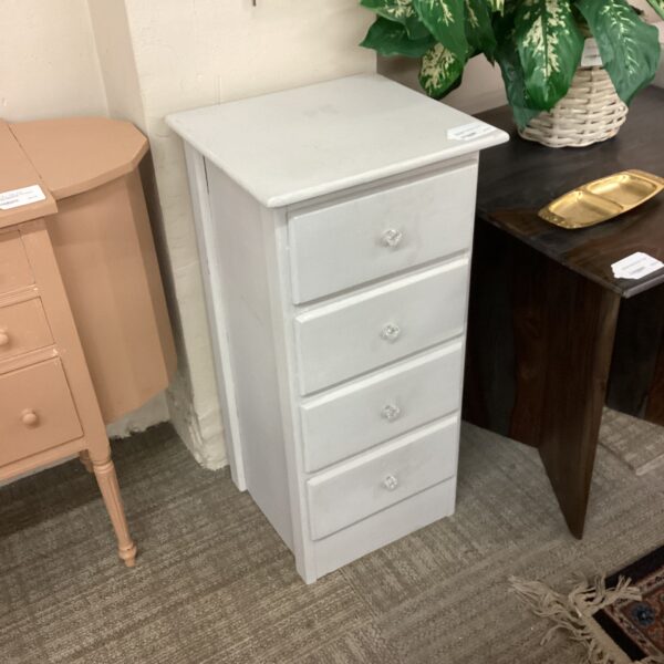 four drawer nightstand w/glass pulls