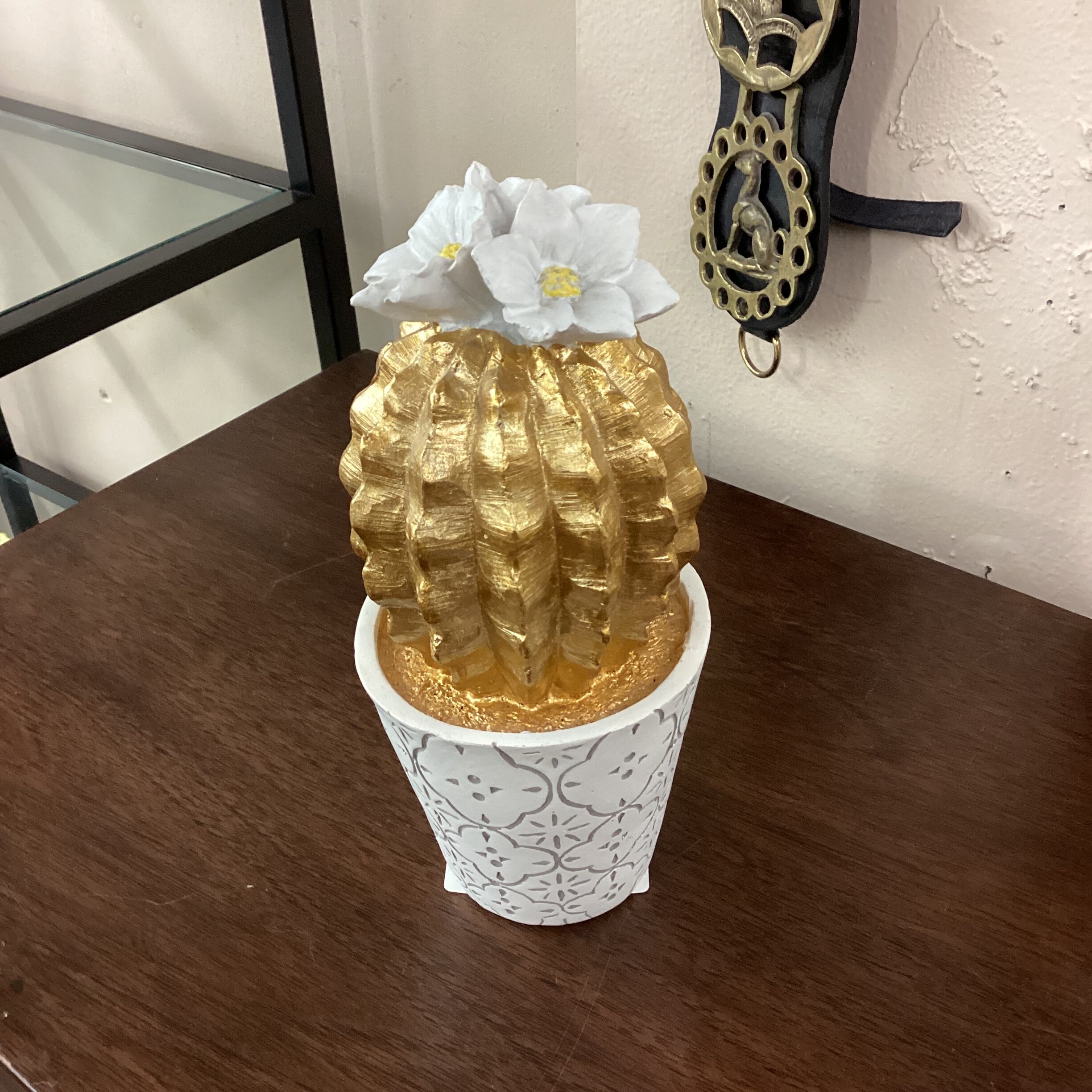 gold bloom cactus decor