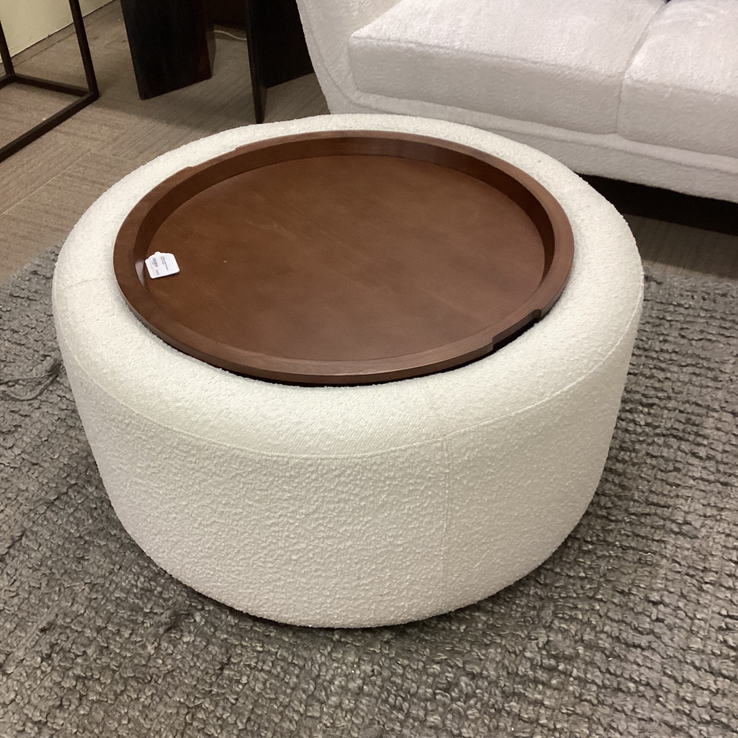 kardiel walnut top cream grover ottoman