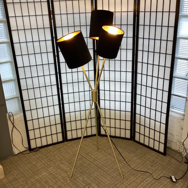 brass mod 3 light criss cross floor lamp