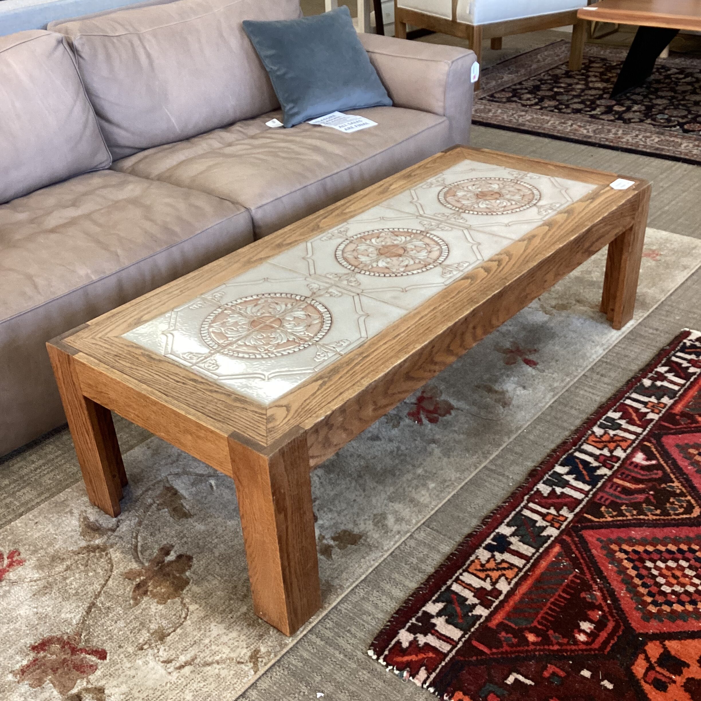 70’s long hardwood tike too coffee table