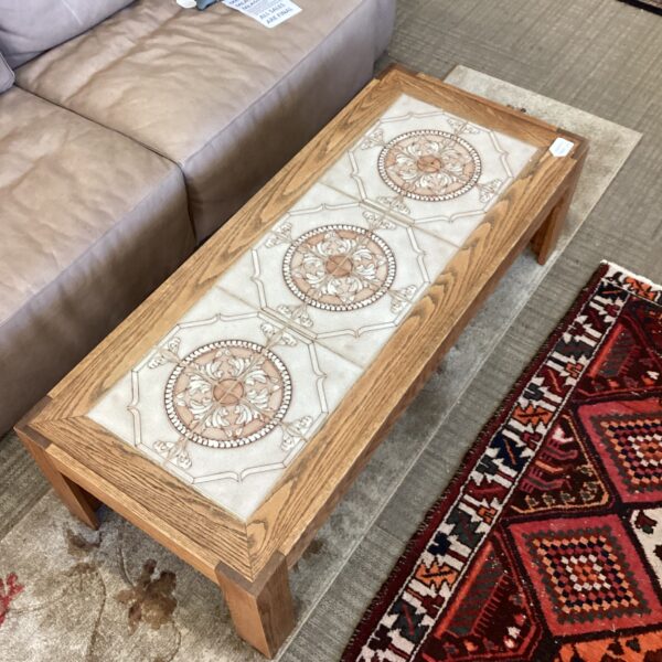 70’s long hardwood tike too coffee table