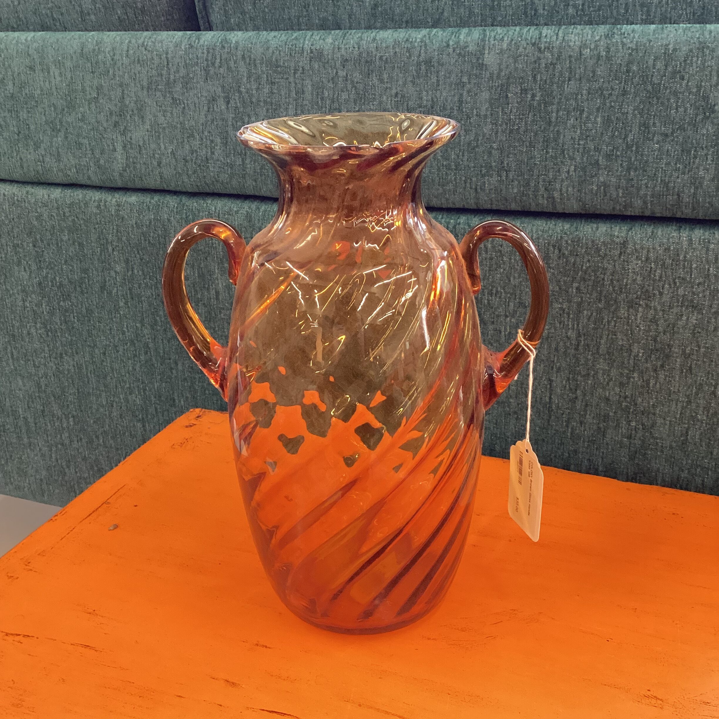 colony brown glass handle vase