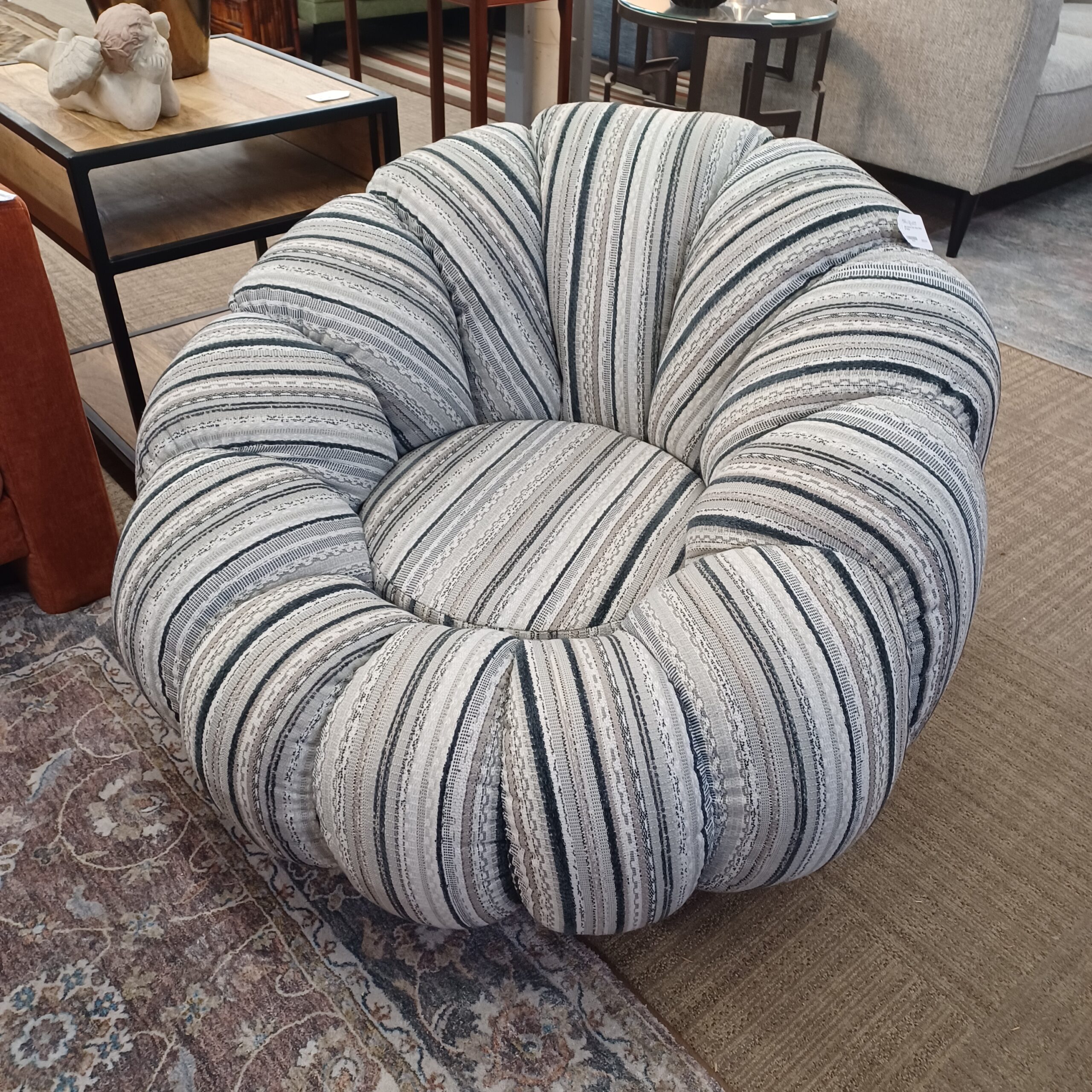 pumpkin swivel chair silver base black stripe