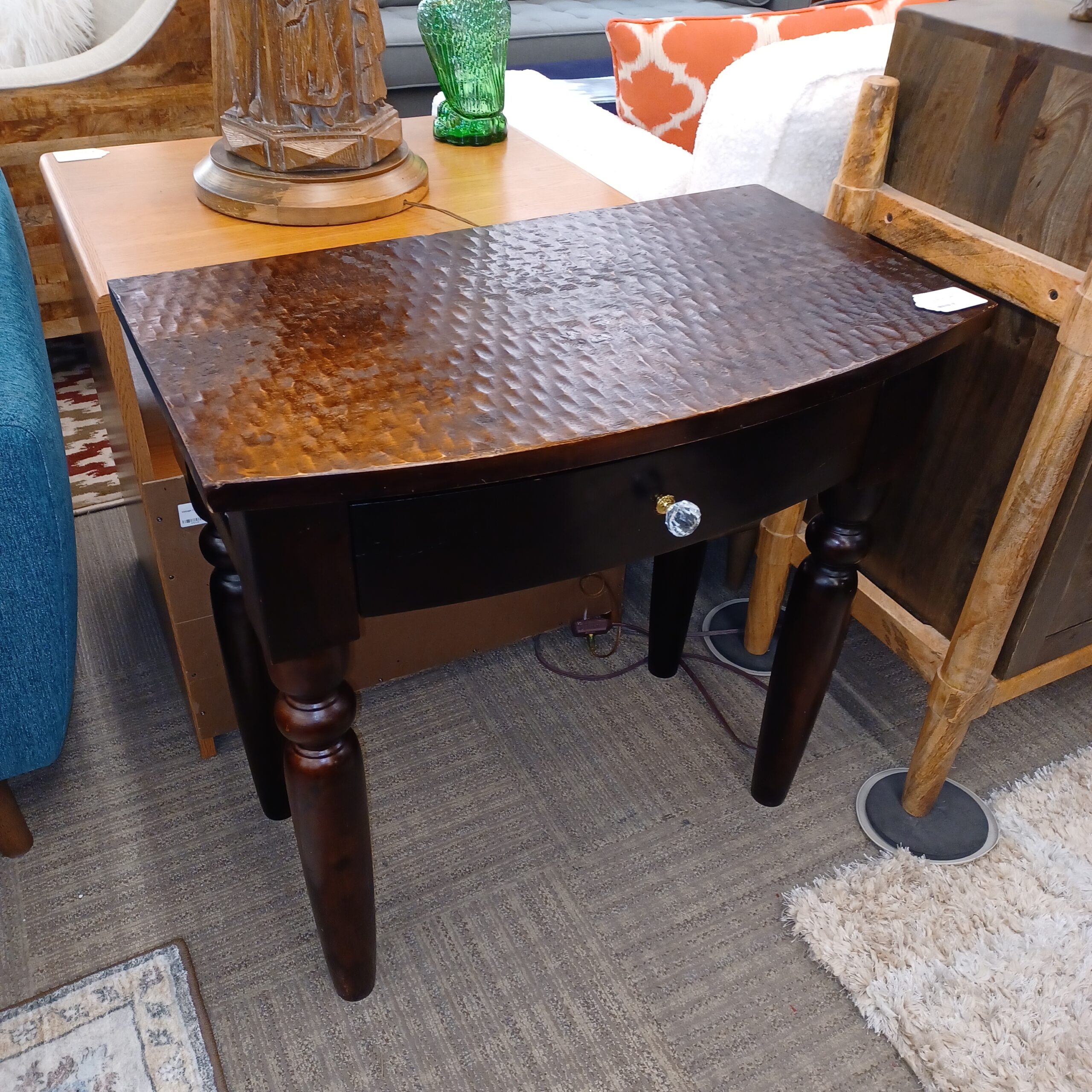 carved wood entry table w/drawer