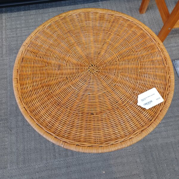 round wicker metal leg side table