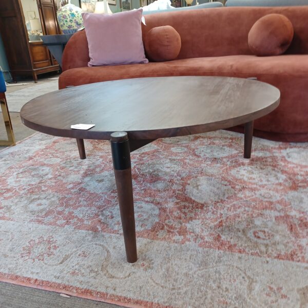 round dark wood coffee table