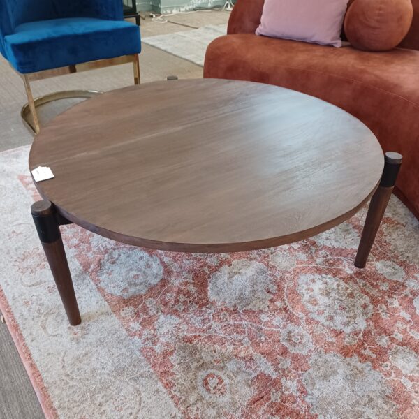 round dark wood coffee table