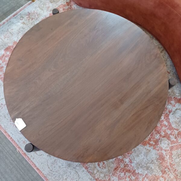 round dark wood coffee table