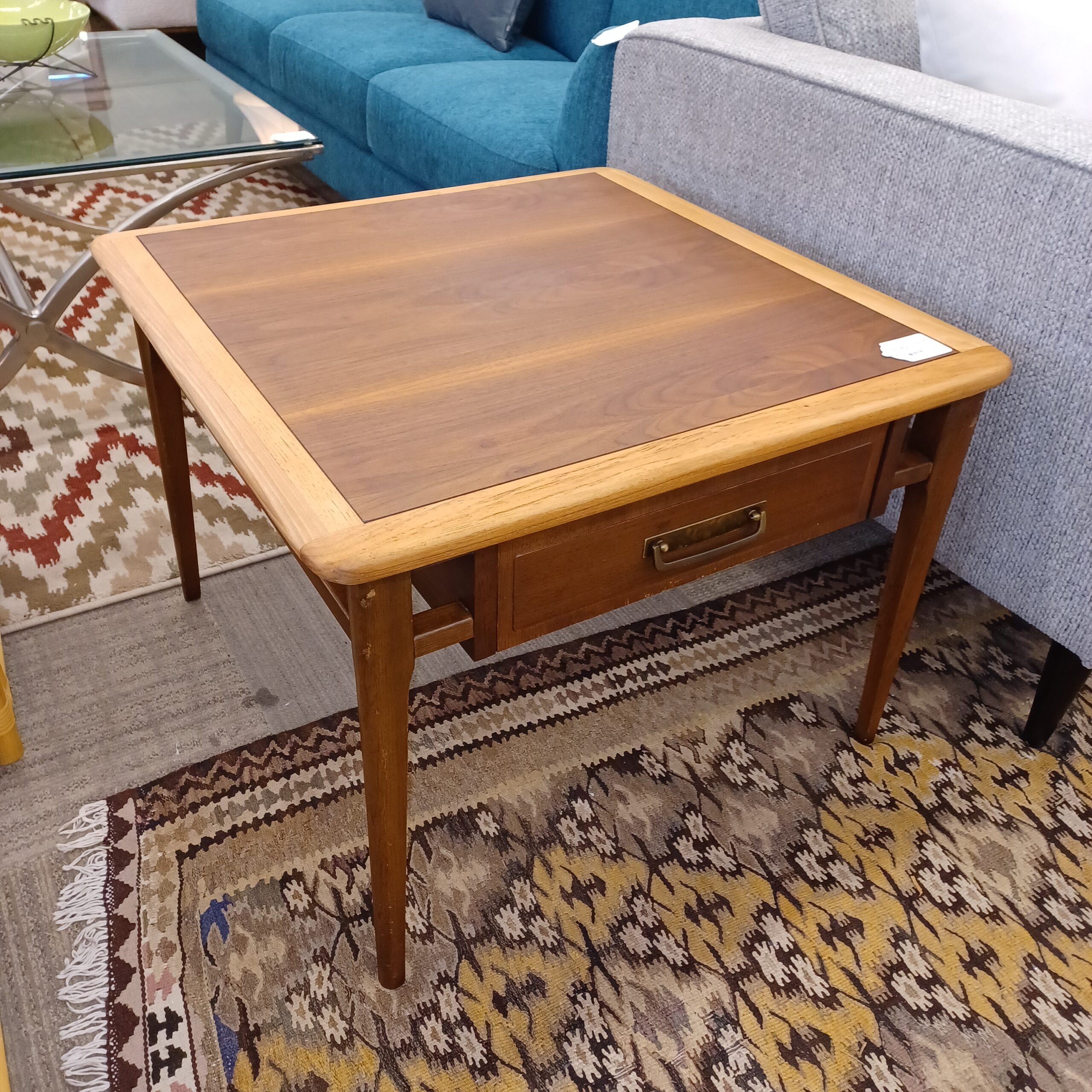 mcm lane hardwood side table w/drawer