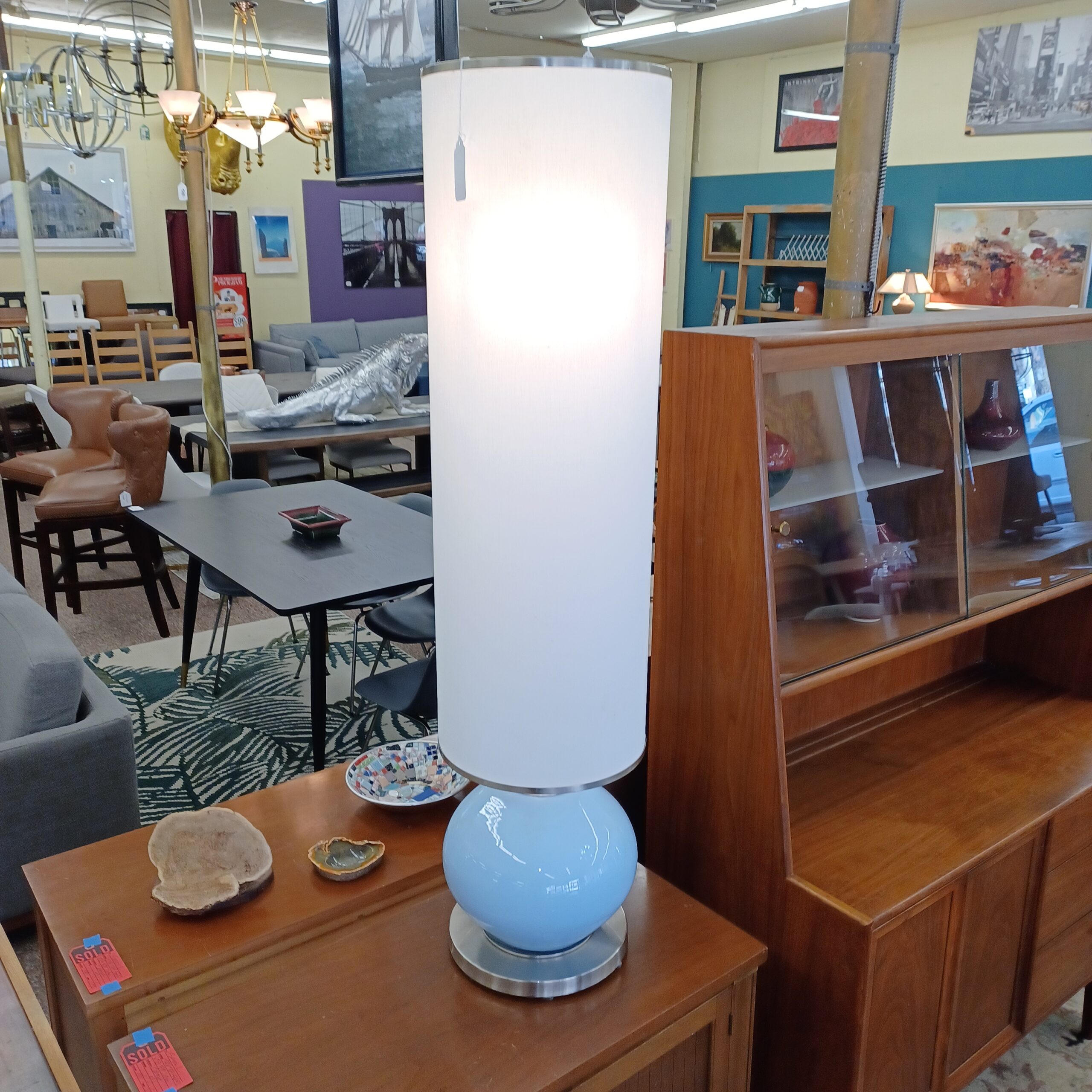 very tall baby blue orb accent lamp