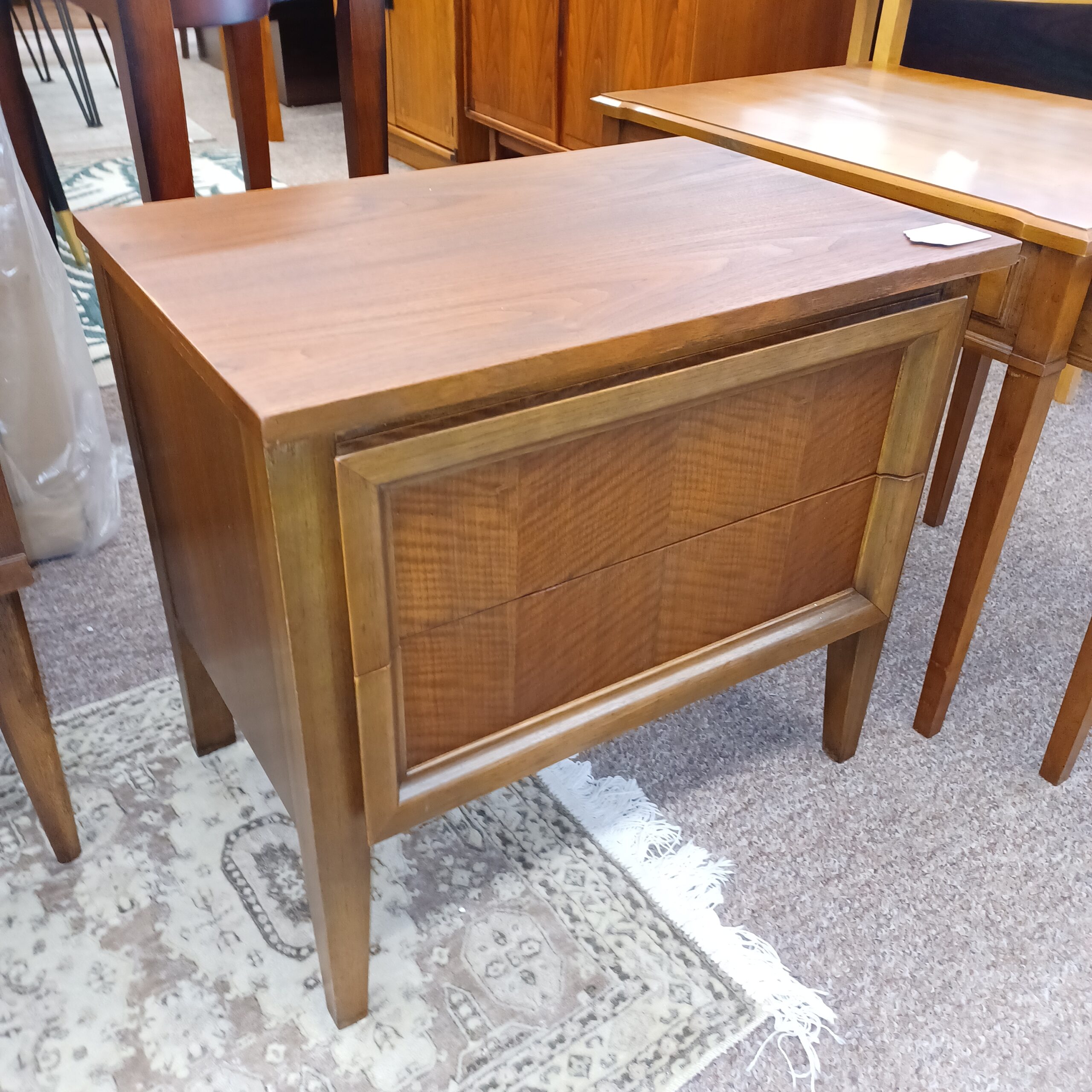 mcm hardwood 2drawer side table